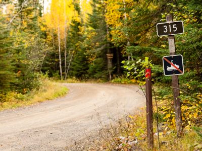 315 sign at Lima Grade at Gunflint Trail, Grand Marais