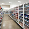 Items behind locked cabinets at the flagship Target store in downtown Minneapolis.