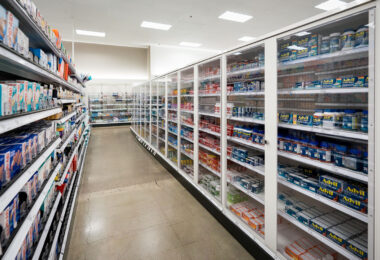 Items behind locked cabinets at the flagship Target store in downtown Minneapolis.