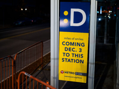 Metro Transit D Line Signage on Chicago Ave, Minneapolis