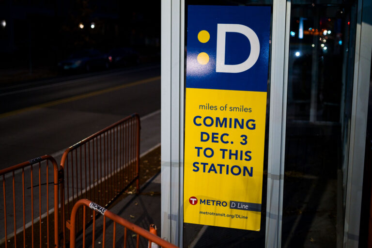 Metro Transit D Line Coming Soon 4 New Metro Transit D Line signage on Chicago Avenue in Minneapolis.