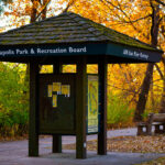A Minneapolis Park & Recreation Board kiosk on East River Parkway in Minneapolis.
