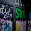 Painted boards on Mortimer's on Lyndale Avenue in Minneapolis.