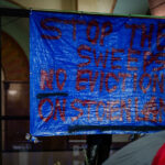 Protesters holding space at Minneapolis City Hall. They say they demand "a complete moratorium on the clearing of encampments, clear guidelines regarding the encampments and proof of funding for more permanent housing for unhoused residents and people in need”.