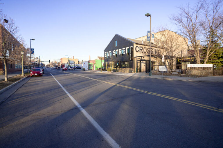 Eat Street Crossing on Nicollet Avenue in Minneapolis 4 Looking down Nicollet Avenue in South Minneapolis. Eat Street Crossing on the right.