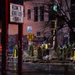 George Floyd Square in a late fall November rain. The intersection has been a place off protest since the May 25, 2020 murder of George Floyd.