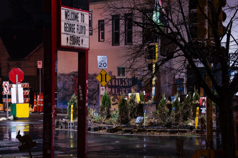 George Floyd Square in a cold November rain 2 George Floyd Square in a late fall November rain. The intersection has been a place off protest since the May 25, 2020 murder of George Floyd.