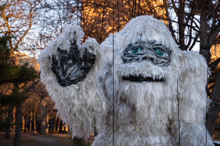 Holidazzle Yeti in Loring Park 3 The Holidazzle Yeti at Loring Park in Minneapolis.