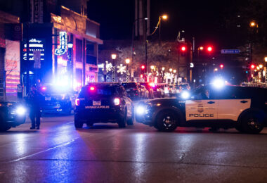 Minneapolis Police squads parked on Lagoon Ave in Uptown Minneapolis.