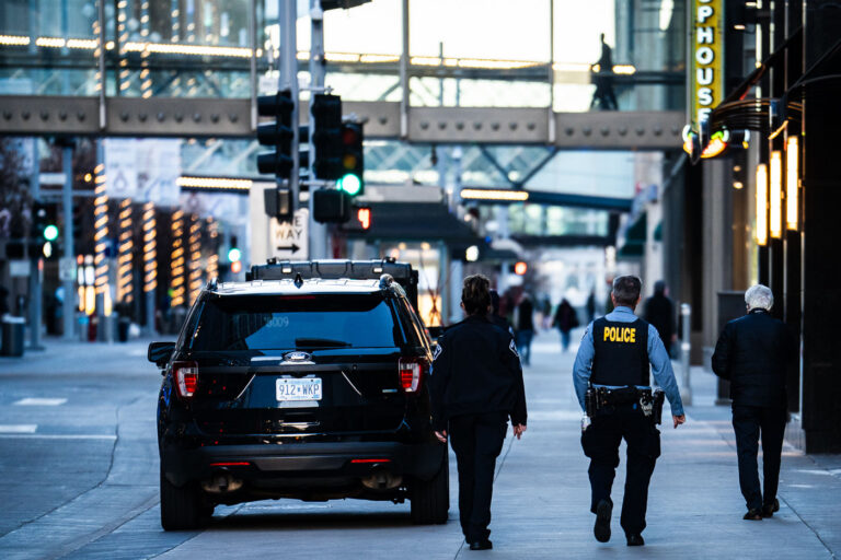 Minneapolis Police and Operation Endeavor in Downtown Minneapoli 1 Minneapolis police walk downtown Minneapolis as part of "Operation Endeavor".