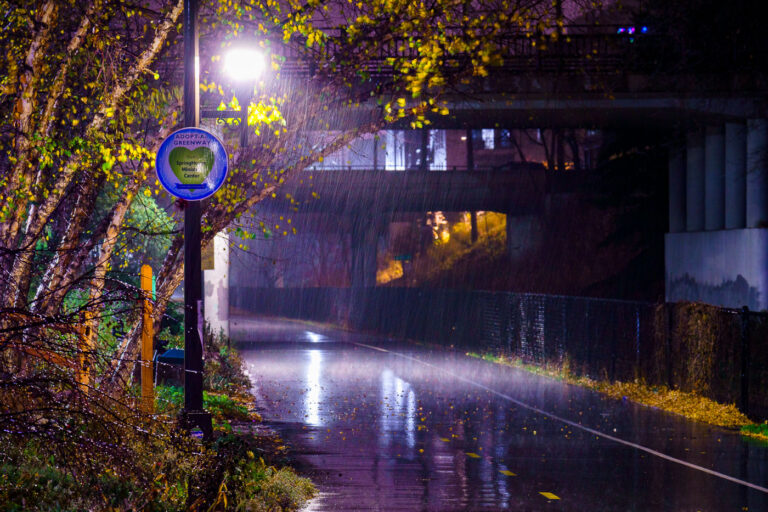 Midtown Greenway during a rare November rain 4 The Midtown Greenway during a late November rain. The bike trail runs through South Minneapolis.