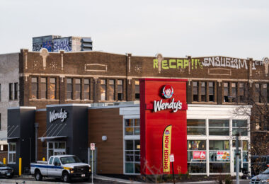 A newly built Wendy's in Minneapolis. The restaurant was burned down in May 2020 during riots following the murder of George Floyd.