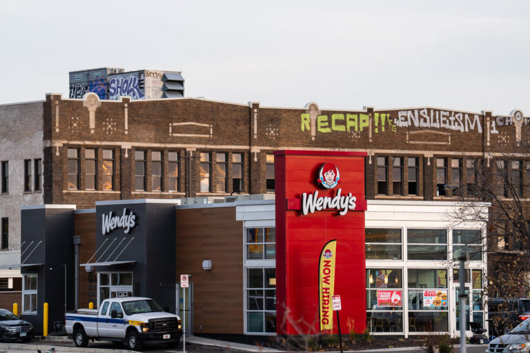 Now Hiring at Newly Built Wendy's 3 A newly built Wendy's in Minneapolis. The restaurant was burned down in May 2020 during riots following the murder of George Floyd.