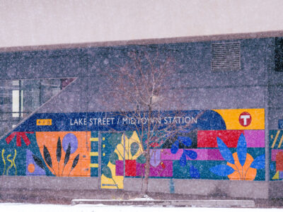 Lake Street/Midtown Station Mural in Minneapolis Snowfall