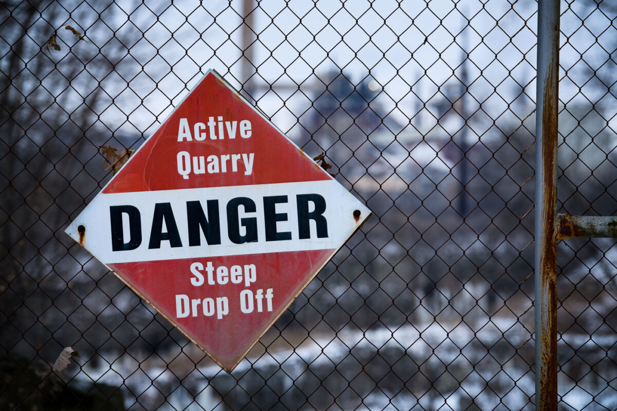 An active quarry danger sign found in Northeast Wisconsin.