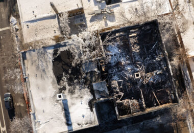 The day after a fire at a vacant apartment building on Lyndale Avenue in Minneapolis.