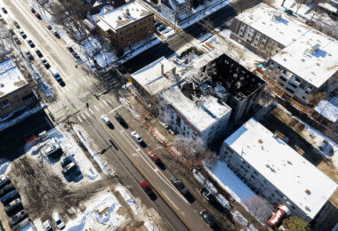 The day after a fire at a vacant apartment building on Lyndale Avenue in Minneapolis.