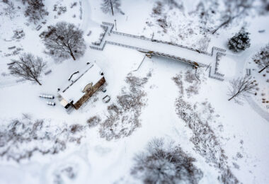 Fresh snowfall in Loring Park near Downtown Minneapolis.