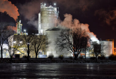 Green Bay Packaging's new $500 million dollar recycled paper mill opened in 2021. As seen from across the Fox River.
