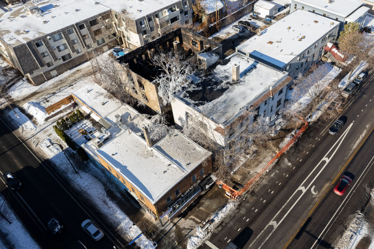 The day after a fire at a vacant apartment building on Lyndale Avenue in Minneapolis.