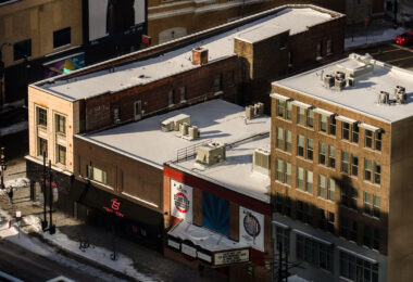 The Saloon and Brave New Workshop on Hennepin Avenue in downtown Minneapolis.
