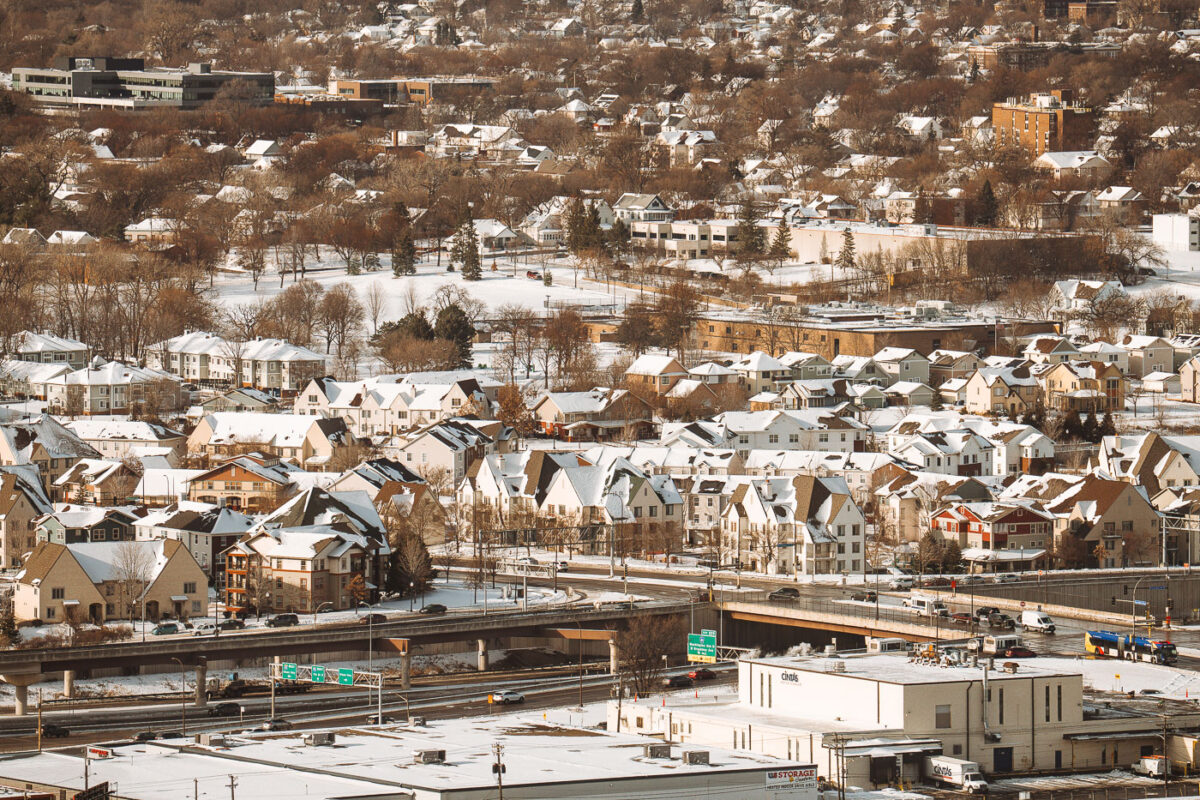 Winter Housing and Highway Corridor along I-94, Minneapolis