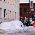 Cars under the snow following a 14" snowfall in Uptown Minneapolis.