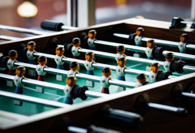 A foosball table.