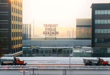 Snow plows in Minneapolis and Target Field Station.