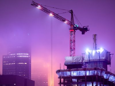 Tower Crane at High-Rise Construction Site, Downtown Minneapolis
