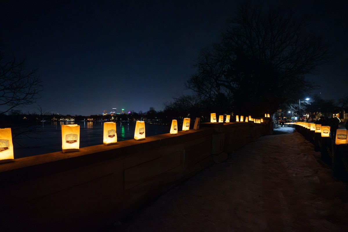 Luminary Loppet Lights around Lake of the Isles