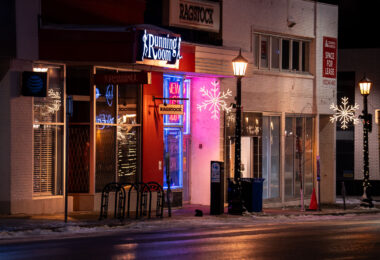 Running Room and Ragstock on Lake Street in Uptown Minneapolis on February 5, 2023.