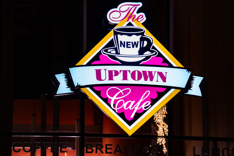 The New Uptown Cafe sign on Hennepin Ave in Minneapolis 2 The New Uptown Cafe on Hennepin Avenue in Minneapolis.