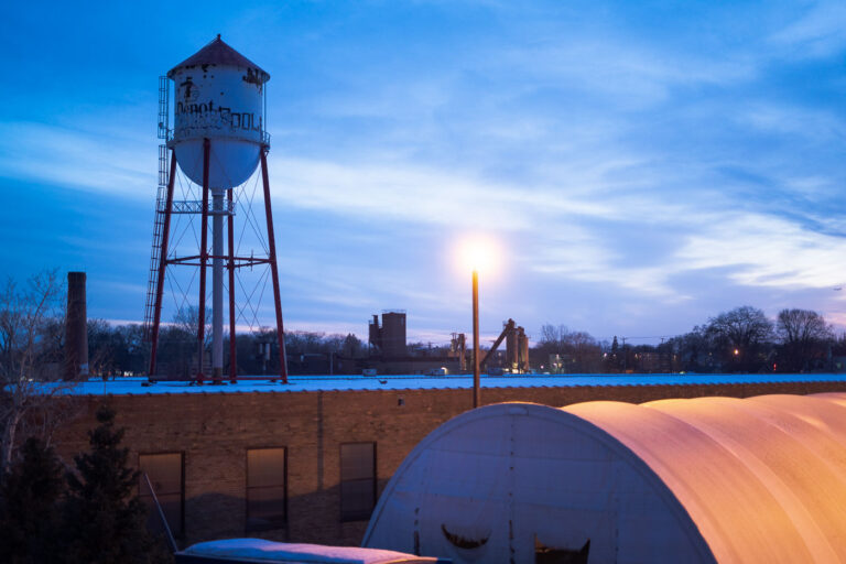 Roof Depot Urban Farm Water Tank 3 Roof Depot Urban Farm property in South Minneapolis on February 18, 2023.