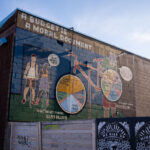 A mural on the side of a bike shop on Minnehaha Ave in Minneapolis. It reads "A Budget is a moral document".