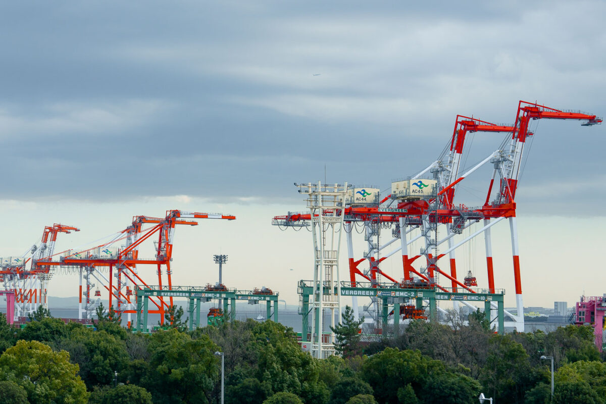 Container cranes in Tokyo Japan