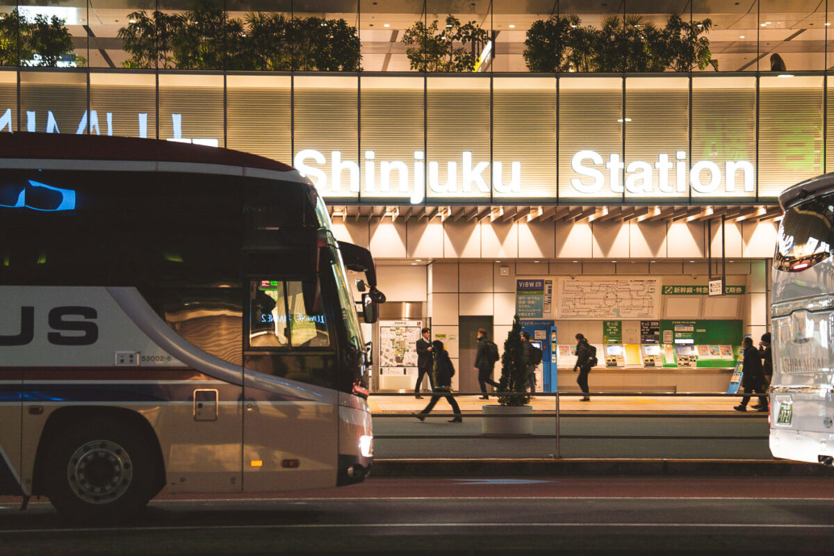 Evening Bus Terminal at Shinjuku Station