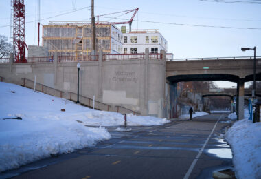 Midtown Greenway and 11th Ave in Minneapolis on March 19, 2023.