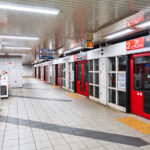 The Shiyakusho-mae train station on the Tozai Line in Kyoto Japan.