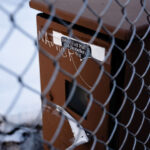 A "Defend East Phillips" sticker on a box in South Minneapolis on March 2023.