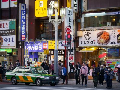 Tokyo Taxi at a Kabukichō Crossing