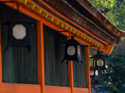 Yasaka Shrine Lanterns on a Kyoto Hall