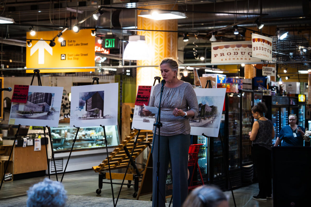 Heather Johnston speaks at third precinct meeting