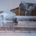 A snow covered Minneapolis police third precinct. The precinct has been vacant since it was burned during May 2020 riots over the murder of George Floyd.