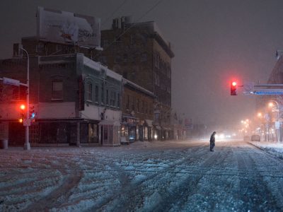 Snowstorm at Lake Street and Lyndale Avenue, Minneapolis