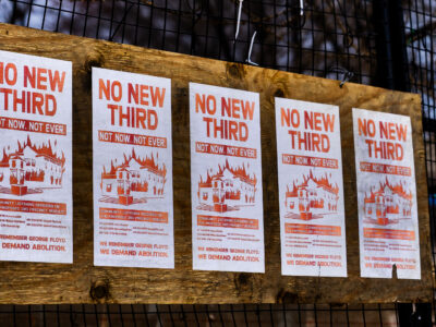 Minneapolis: Flyers protest proposed 3rd Precinct rebuild
