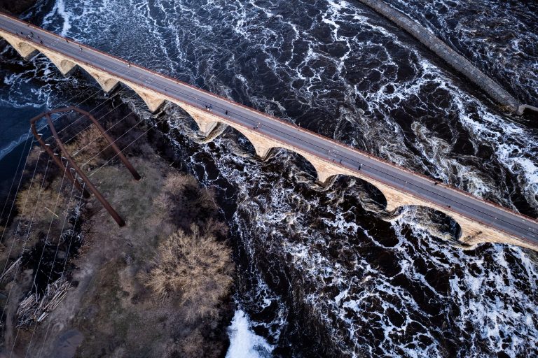 Stone Arch Bridge over the Mississippi River From Above 1 Stone Arch Bridge over the Mississippi River From Above