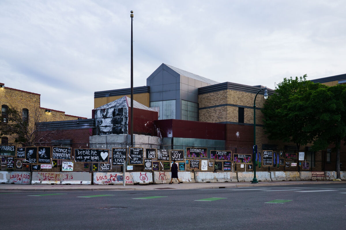Burned police precinct on 3 year anniversary