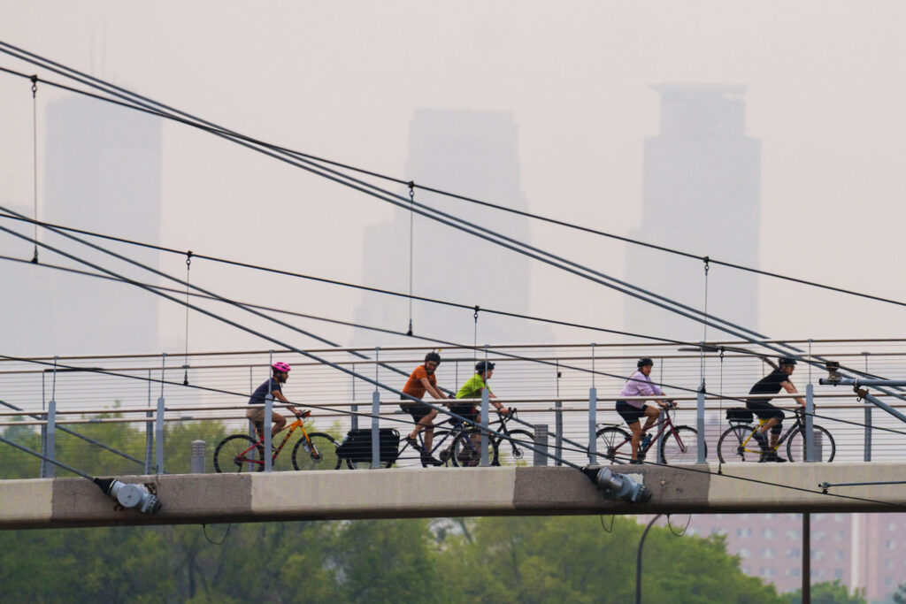 Canadian wildfire smoke hits Minneapolis today prompting air quality warnings.