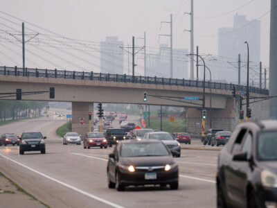 Hazy Haiwatha Ave Traffic Under E 28th St Bridge, Minneapolis